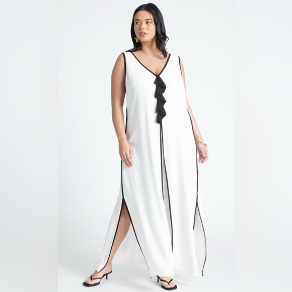 Eloquii V-Neck Gauze Maxi Dress - Size 22 - Picture 1 of 13